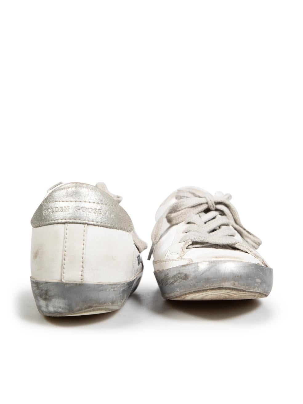 Golden Goose Silver Leather Superstar Trainers Size IT 37 In Good Condition In London, GB