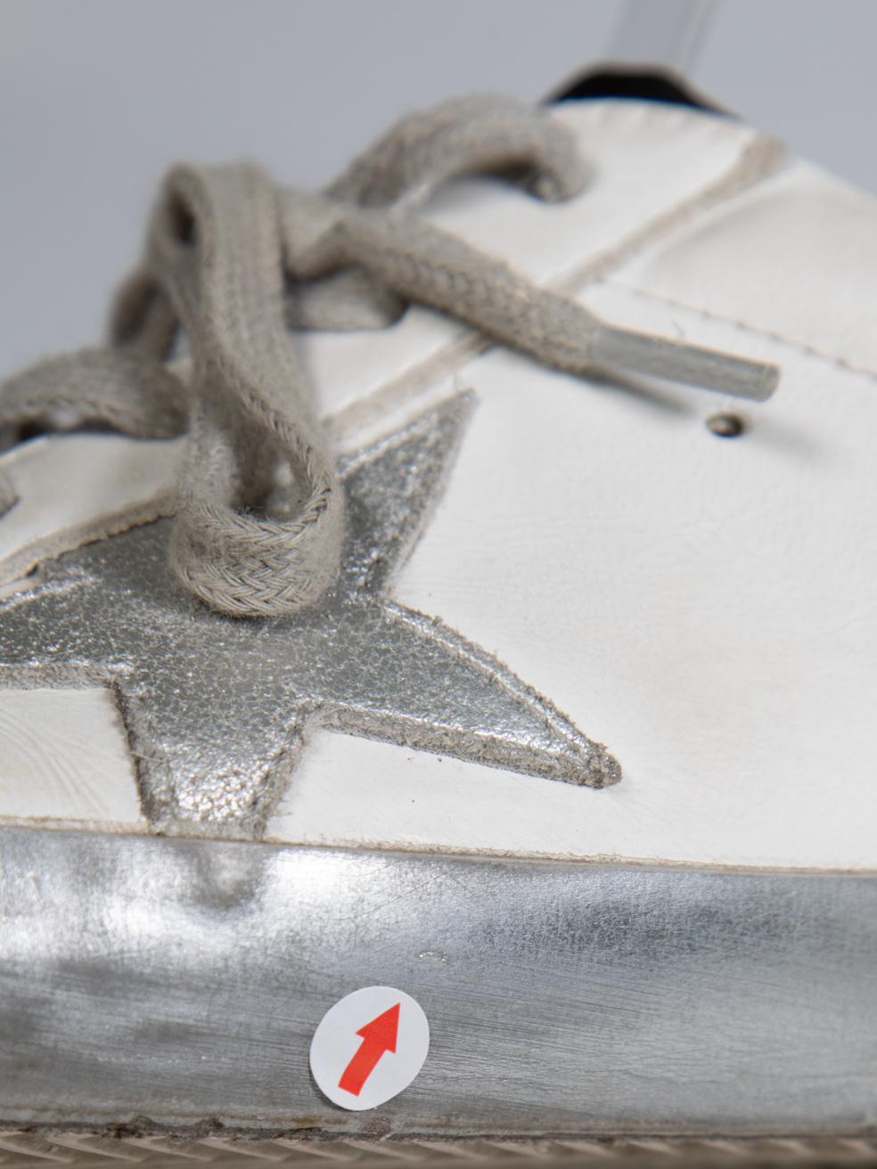 Golden Goose Silver Leather Superstar Trainers Size IT 37 3
