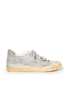 Golden Goose Silver Swarovski Nubuck Super-Star Size IT 40