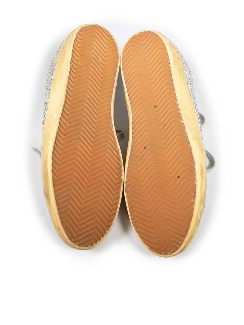 Golden Goose Silver Swarovski Nubuck Super-Star Size IT 40 In Good Condition For Sale In London, GB