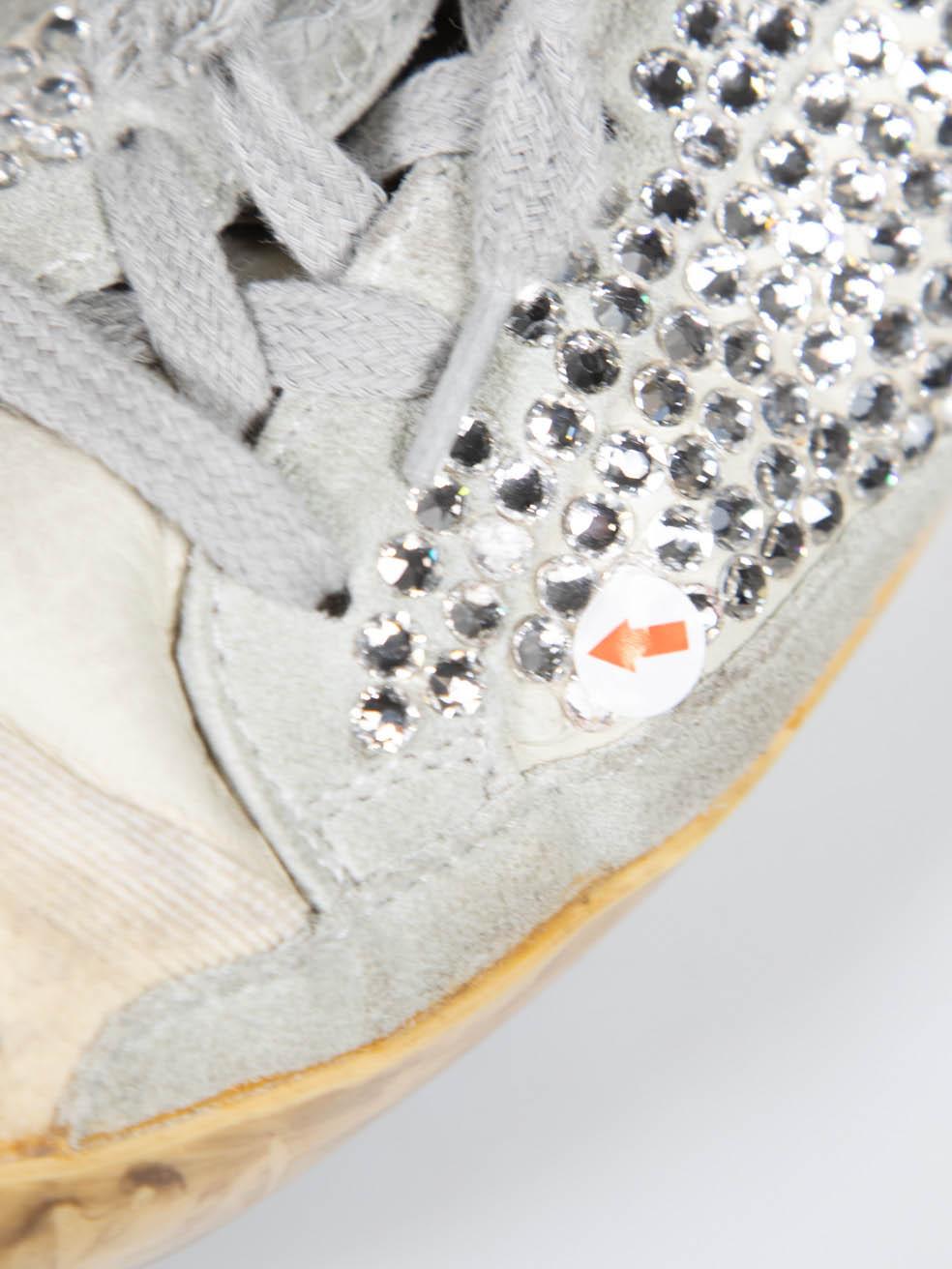 Golden Goose Silver Swarovski Nubuck Super-Star Size IT 40 For Sale 2