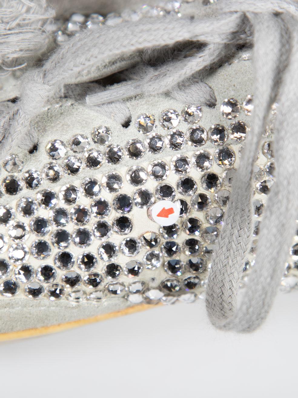 Golden Goose Silver Swarovski Nubuck Super-Star Size IT 40 For Sale 3