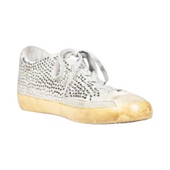 Golden Goose Silver Swarovski Nubuck Super-Star Size IT 40