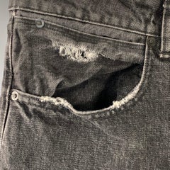 GOLDEN GOOSE Taglia 34 Jeans neri lavati con cimosa in denim affusolato e consumato