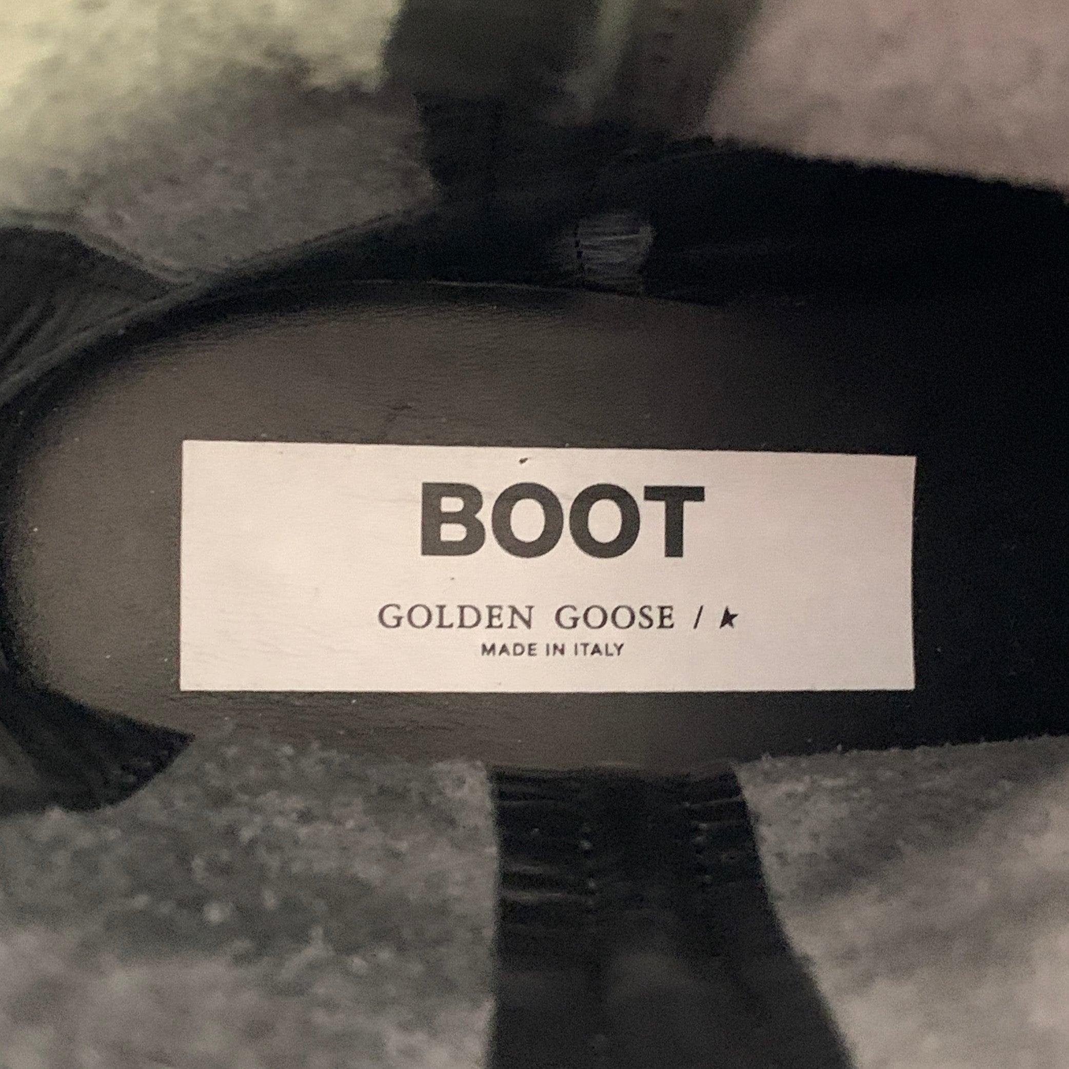 GOLDEN GOOSE Size 7 Black Leather Pull On Cowboy Boots For Sale 2