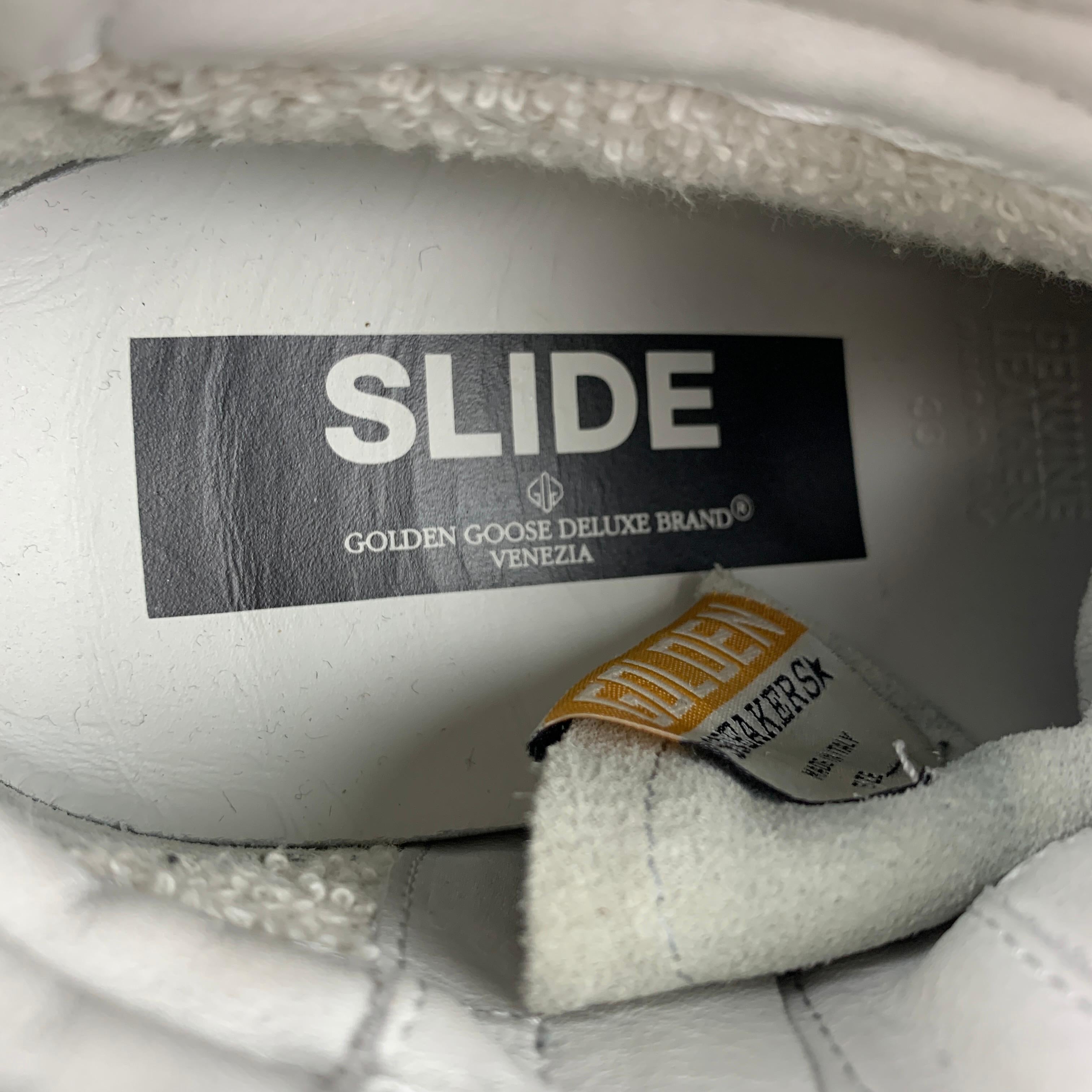 GOLDEN GOOSE Größe 8 Ponyhaar-Turnschuhe aus Leder in Grau & Rosa 3