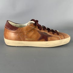 GOLDEN GOOSE Size 8 Brown Burgundy Leather Sneakers