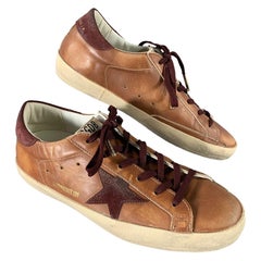 GOLDEN GOOSE Size 8 Brown Burgundy Leather Sneakers