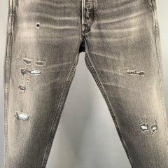 GOLDEN GOOSE Size M Grey Cotton Tapered Distressed Jeans