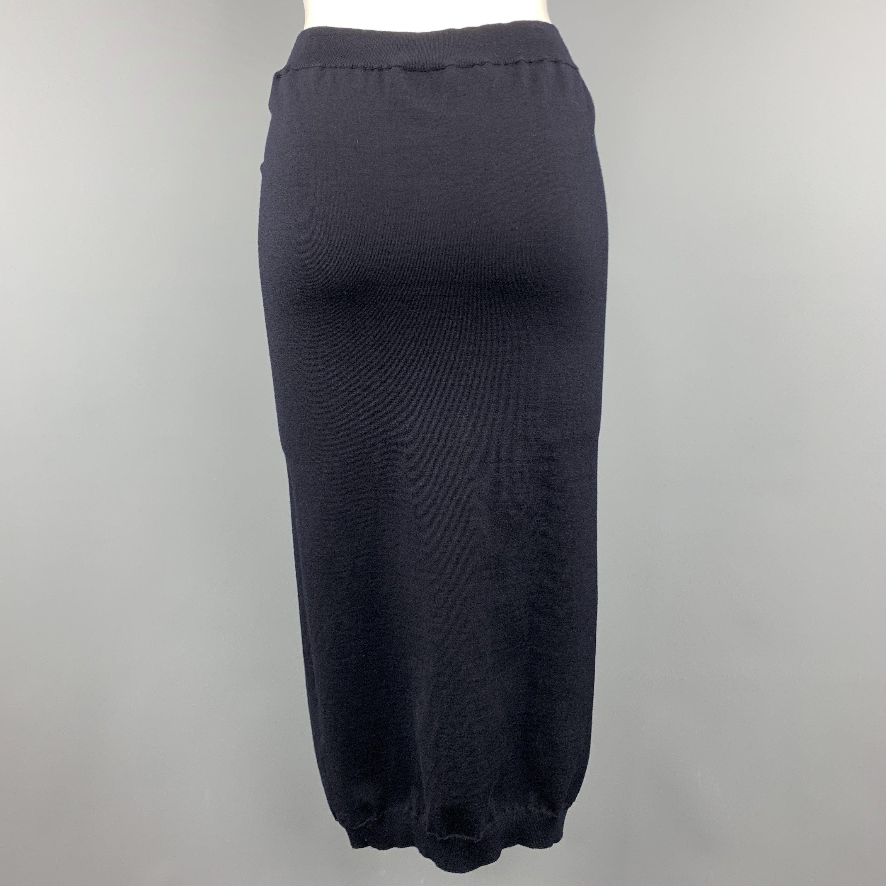 GOLDEN GOOSE Size M Navy Merino Wool Blend Pencil Skirt In Excellent Condition For Sale In San Francisco, CA
