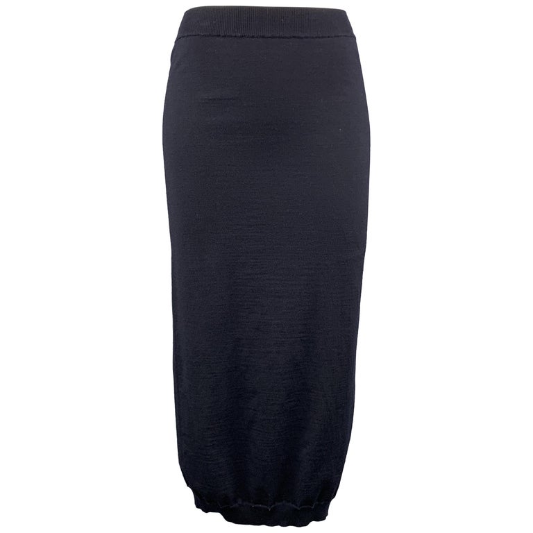 GOLDEN GOOSE Size M Navy Merino Wool Blend Pencil Skirt For Sale at 1stDibs