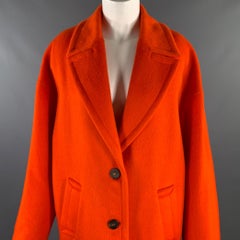 GOLDEN GOOSE Size M Orange Wool Blend Notch Lapel Coat