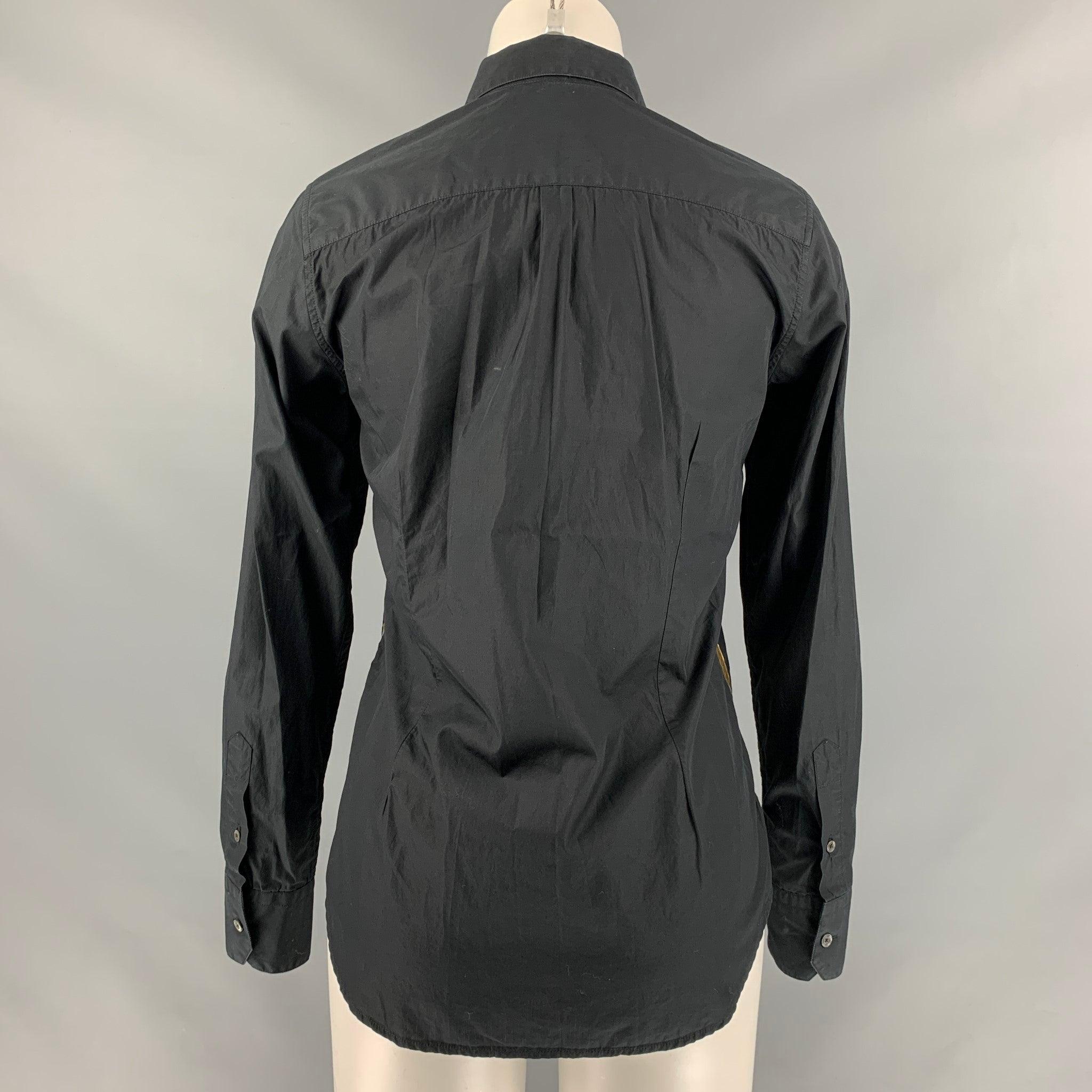 GOLDEN GOOSE Size S Black Gold Cotton Button Down Blouse In Excellent Condition For Sale In San Francisco, CA