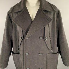 GOLDEN GOOSE Größe S Schwarzer Fischgrätmantel aus Wolle und Mohair