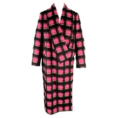 GOLDEN GOOSE Size S Pink Black White Wool Blend Plaid Shawl Lapel Coat