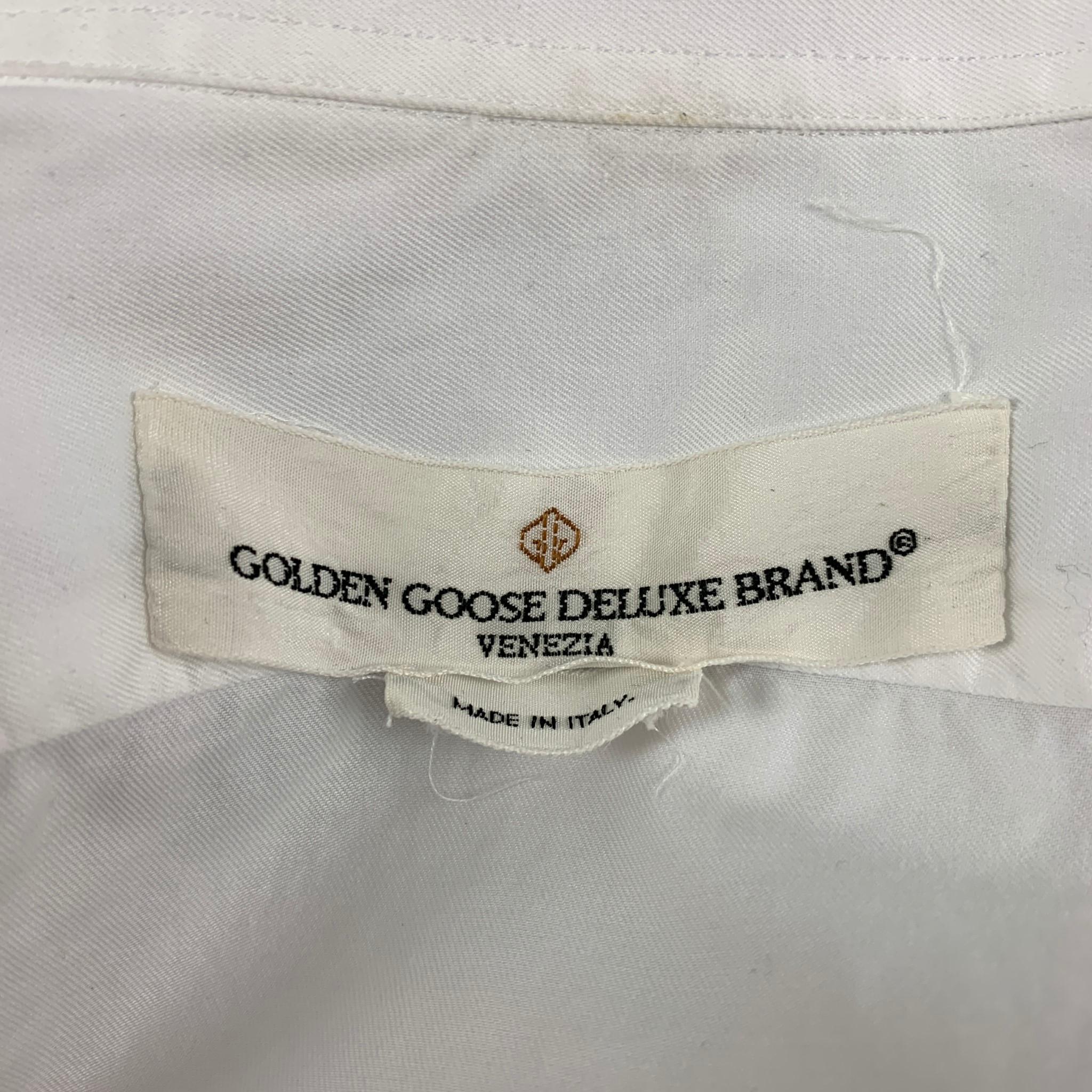 GOLDEN GOOSE Size S White Cotton Button Up Long Sleeve Shirt In Good Condition In San Francisco, CA