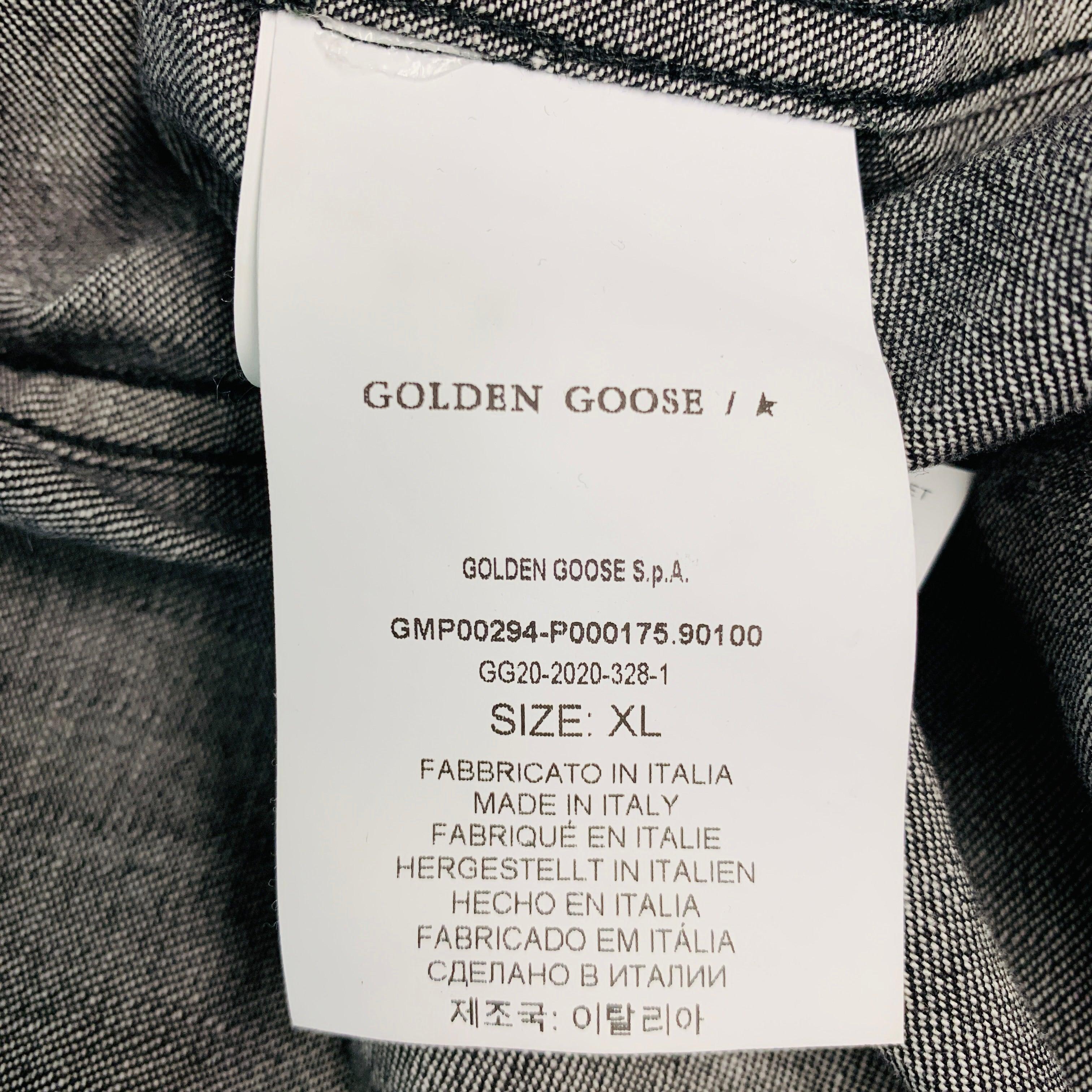 GOLDEN GOOSE Taille XL - Chemise western à manches longues en coton gris clouté en vente 6