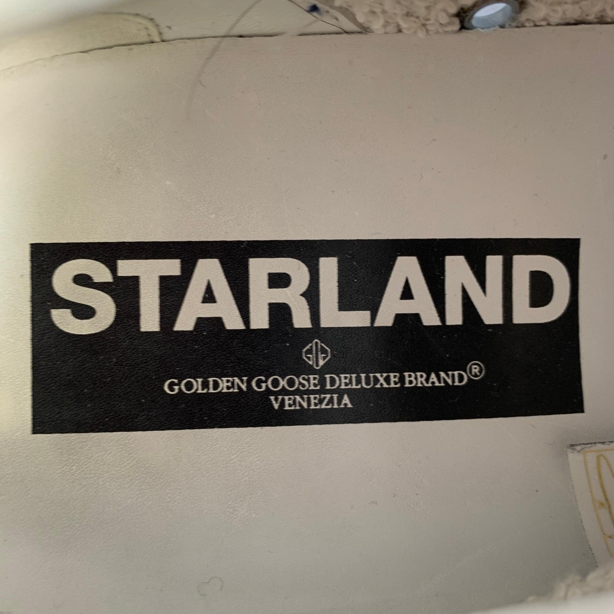 GOLDEN GOOSE STARLAND Size 11 Blue Grey Brown Color Block Canvas Suede Low Top Sneakers en vente 2