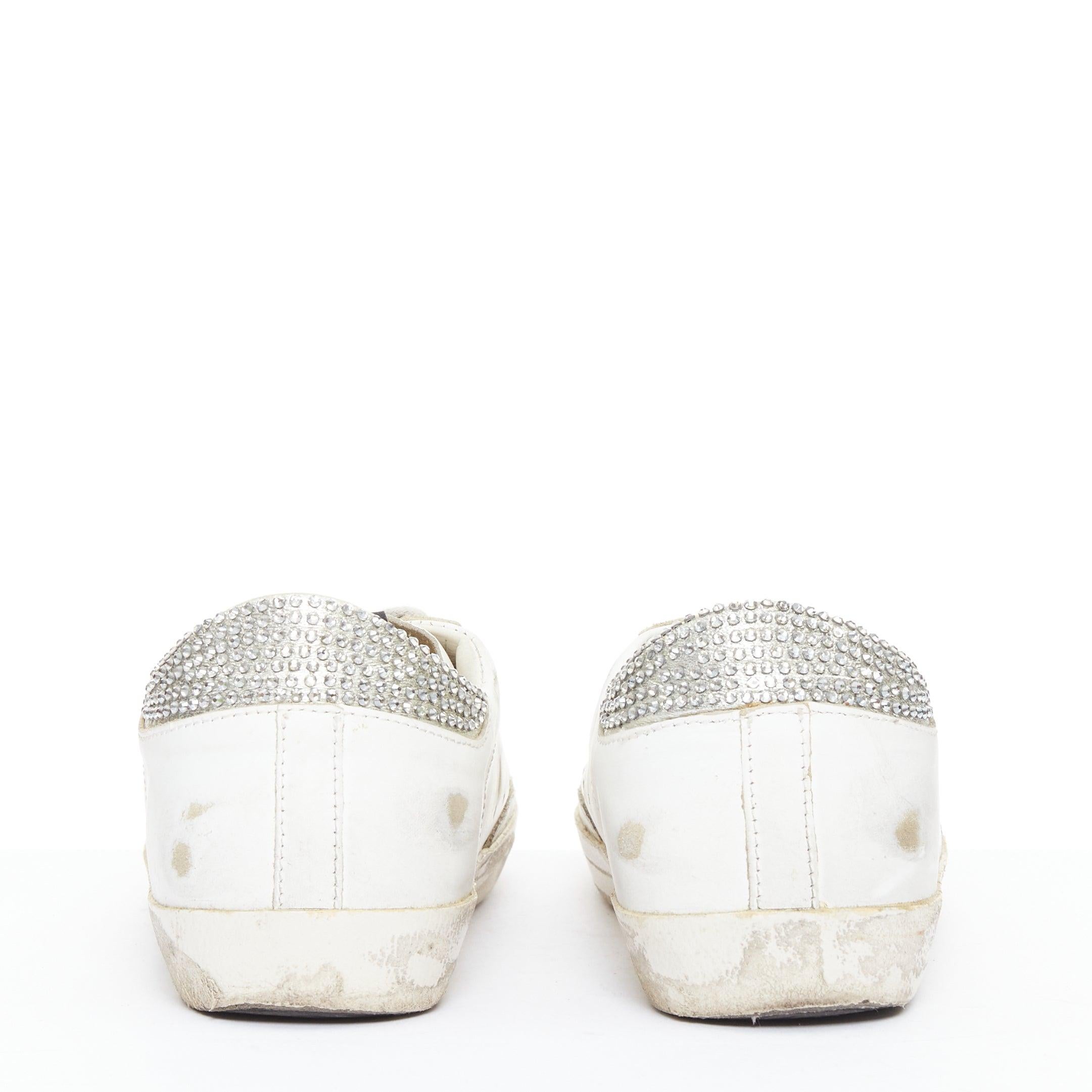 GOLDEN GOOSE Super Star silver crystal strass white distressed sneakers EU36 Pour femmes en vente