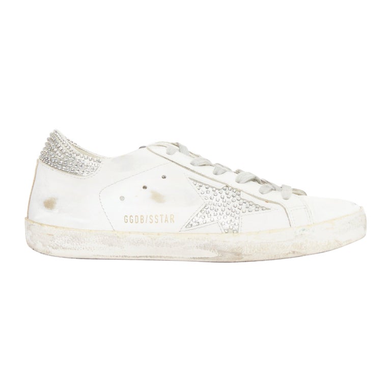 GOLDEN GOOSE Super Star plata cristal strass blanco zapatillas