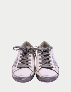 Golden Goose Superstar White Leather Sneakers with Silver Star - EU 35
