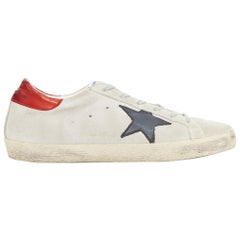 GOLDEN GOOSE SuperStar grau Wildleder metallischen trim Stern notleidenden Turnschuhe EU38