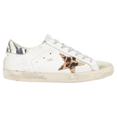 GOLDEN GOOSE Superstar leopard patch white distressed low sneakers EU36