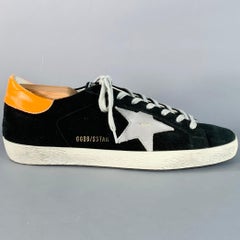 GOLDEN GOOSE SUPERSTAR Size 7 Black Orange Suede Low Top Skater Sneakers
