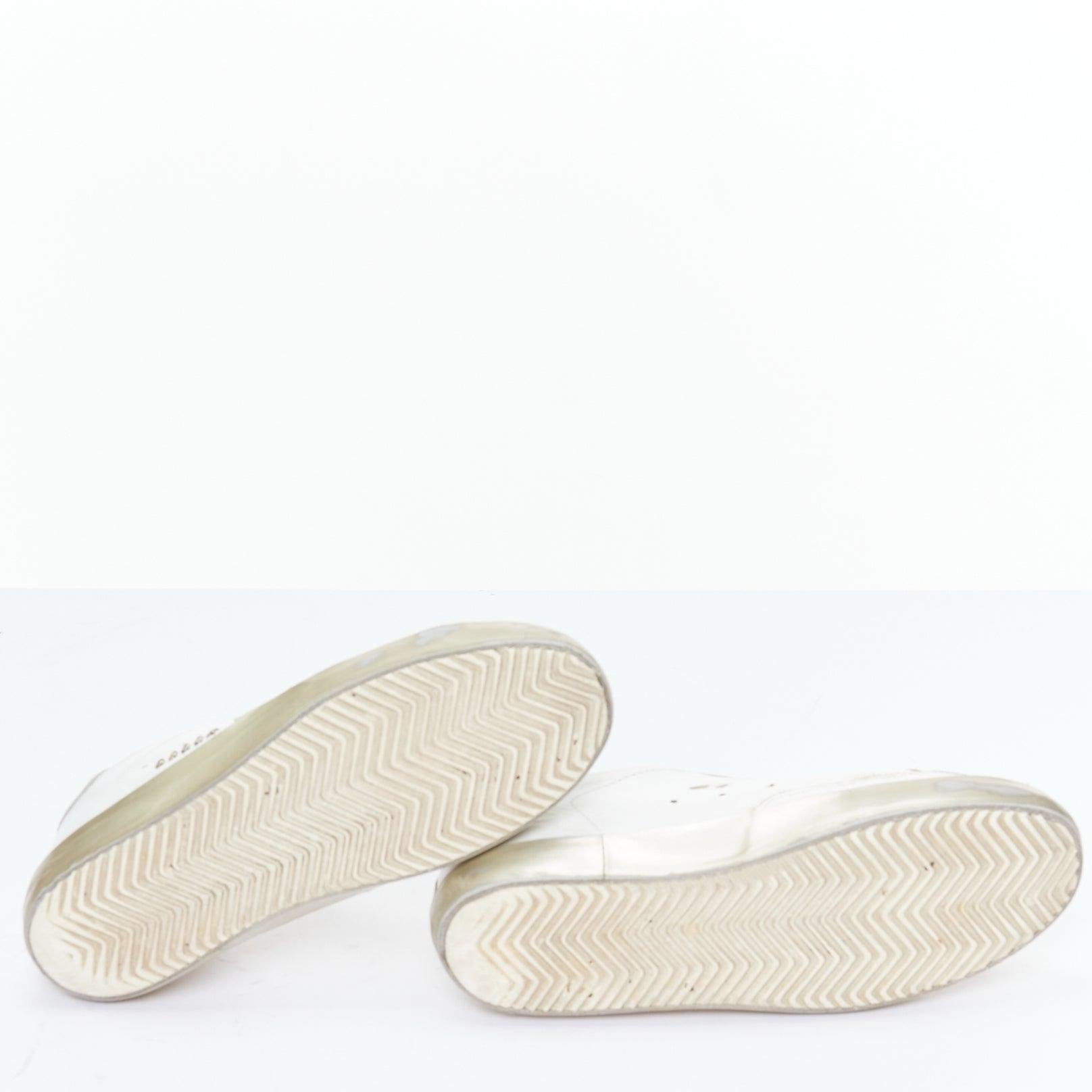 GOLDEN GOOSE Superstar blanco oro estrella cuero zapatillas desgastadas EU37 6