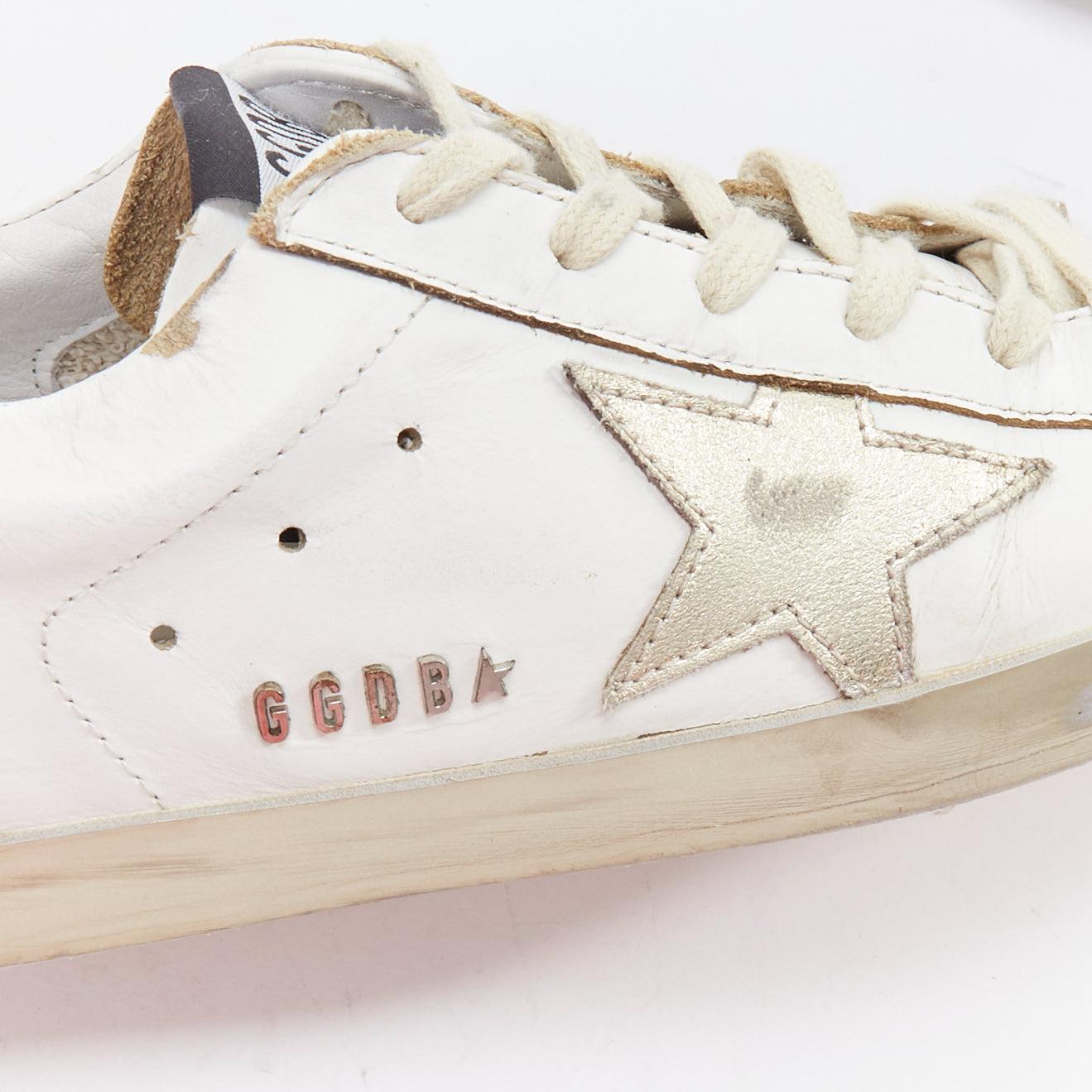 GOLDEN GOOSE Superstar blanco oro estrella cuero zapatillas desgastadas EU37 3