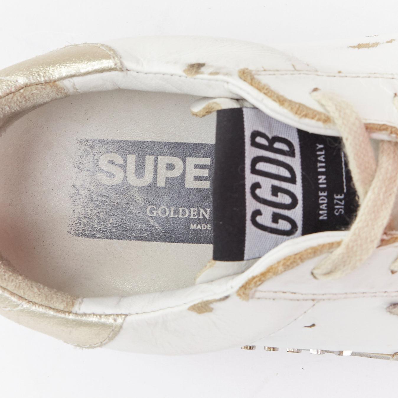 GOLDEN GOOSE Superstar blanco oro estrella cuero zapatillas desgastadas EU37 4