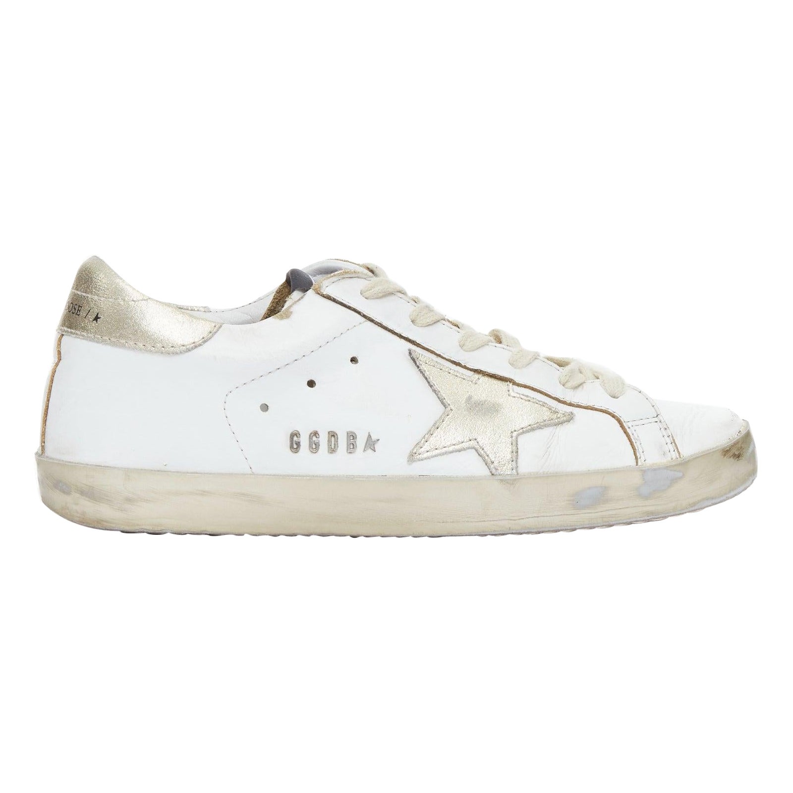 GOLDEN GOOSE Superstar blanco oro estrella cuero zapatillas desgastadas EU37