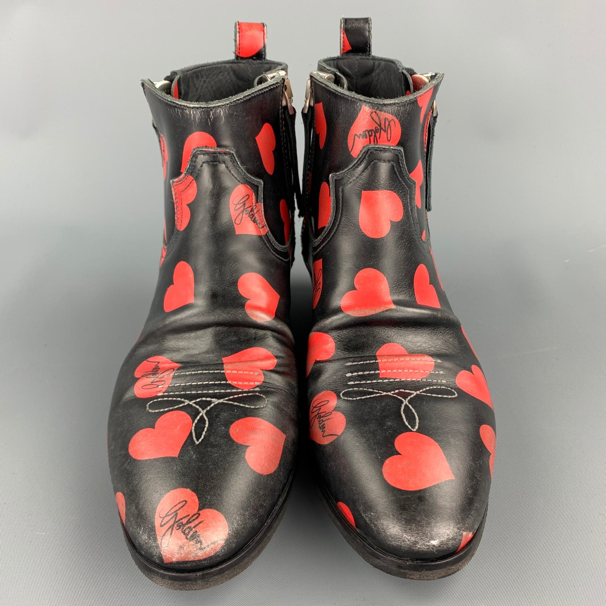 red golden goose boots
