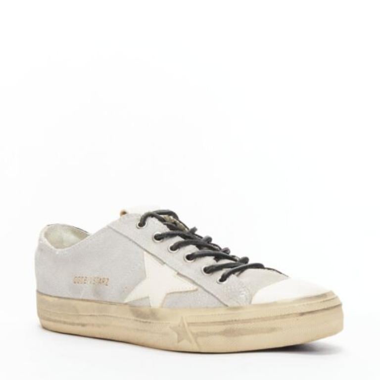 Gray GOLDEN GOOSE VSTAR2 bicolor grey black distressed leather sneakers EU40 For Sale