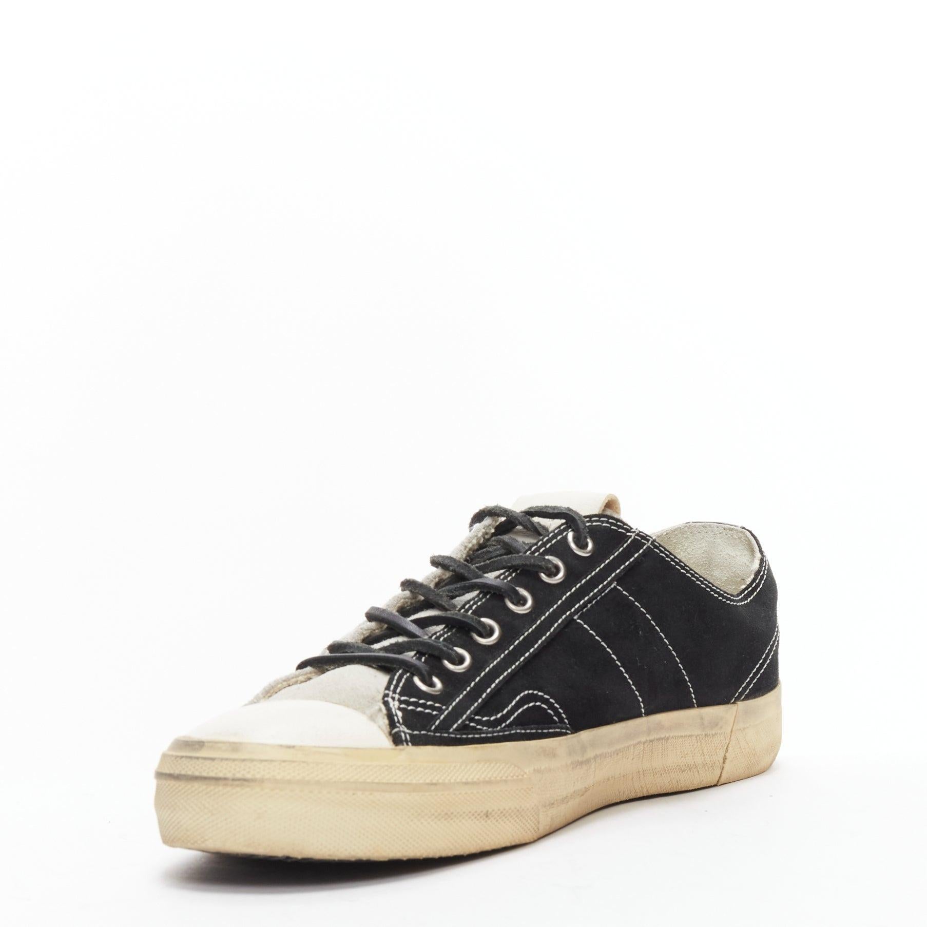 GOLDEN GOOSE VSTAR2 bicolor grey black distressed leather sneakers EU40 In Good Condition For Sale In Hong Kong, NT