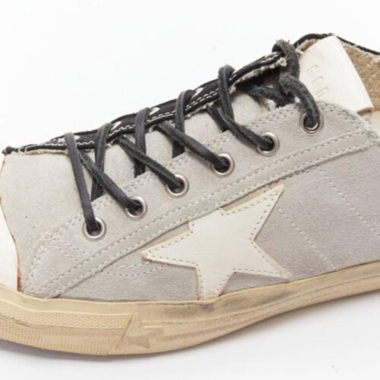 GOLDEN GOOSE VSTAR2 bicolor grey black distressed leather sneakers EU40 For Sale 2