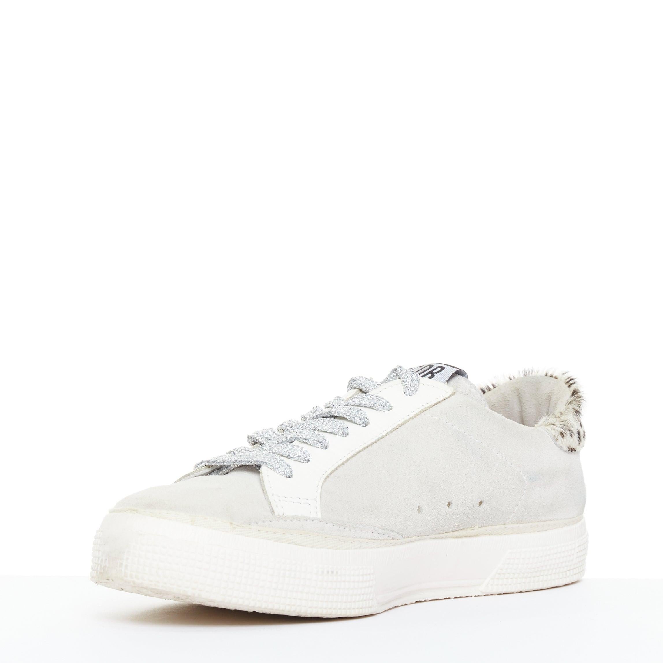 GOLDEN GOOSE Vstar2 cuir métallisé argenté zébré star distressed sneakers EU36 Excellent état - En vente à Hong Kong, NT