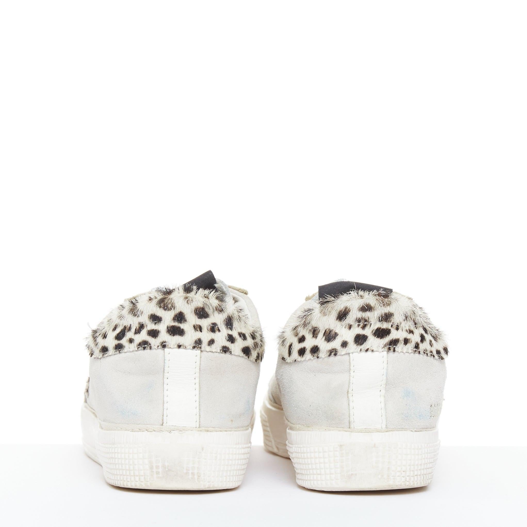 GOLDEN GOOSE Vstar2 cuir métallisé argenté zébré star distressed sneakers EU36 en vente 1