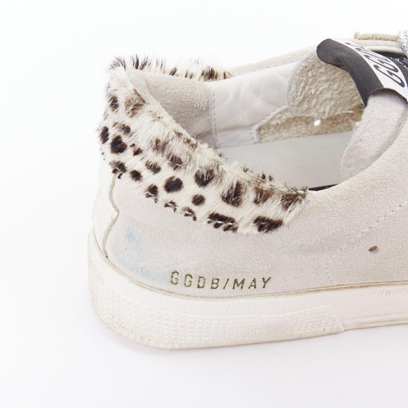 GOLDEN GOOSE Vstar2 cuir métallisé argenté zébré star distressed sneakers EU36 en vente 4