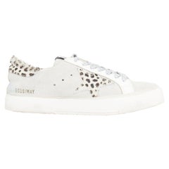 GOLDEN GOOSE Vstar2 cuir métallisé argenté zébré star distressed sneakers EU36