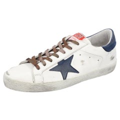 Used Golden Goose White/Blue Superstar low-top sneakers Size EU 43