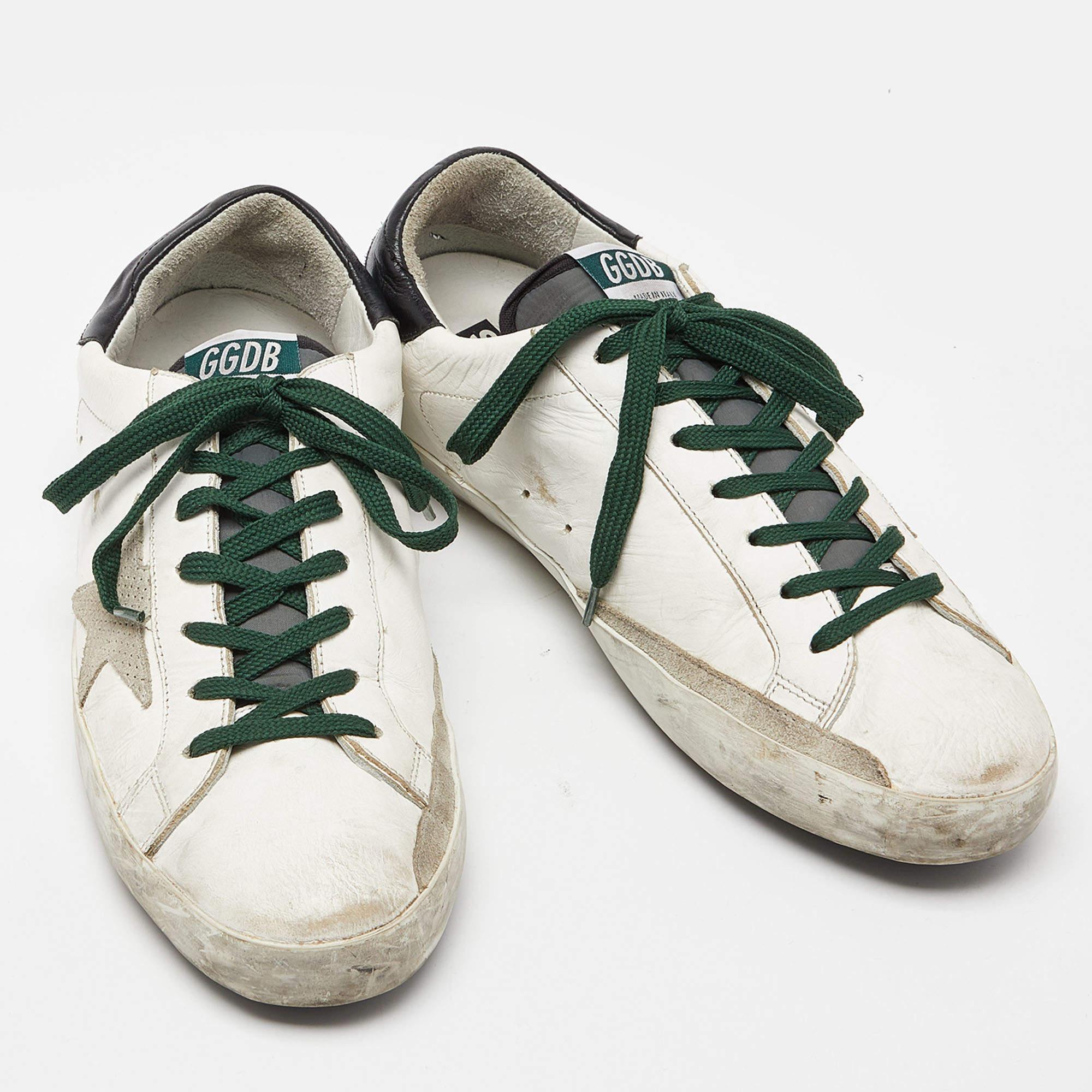 Golden Goose White Leather And Grey Suede Hi Star Sneakers Size 43 In Good Condition For Sale In Dubai, Al Qouz 2