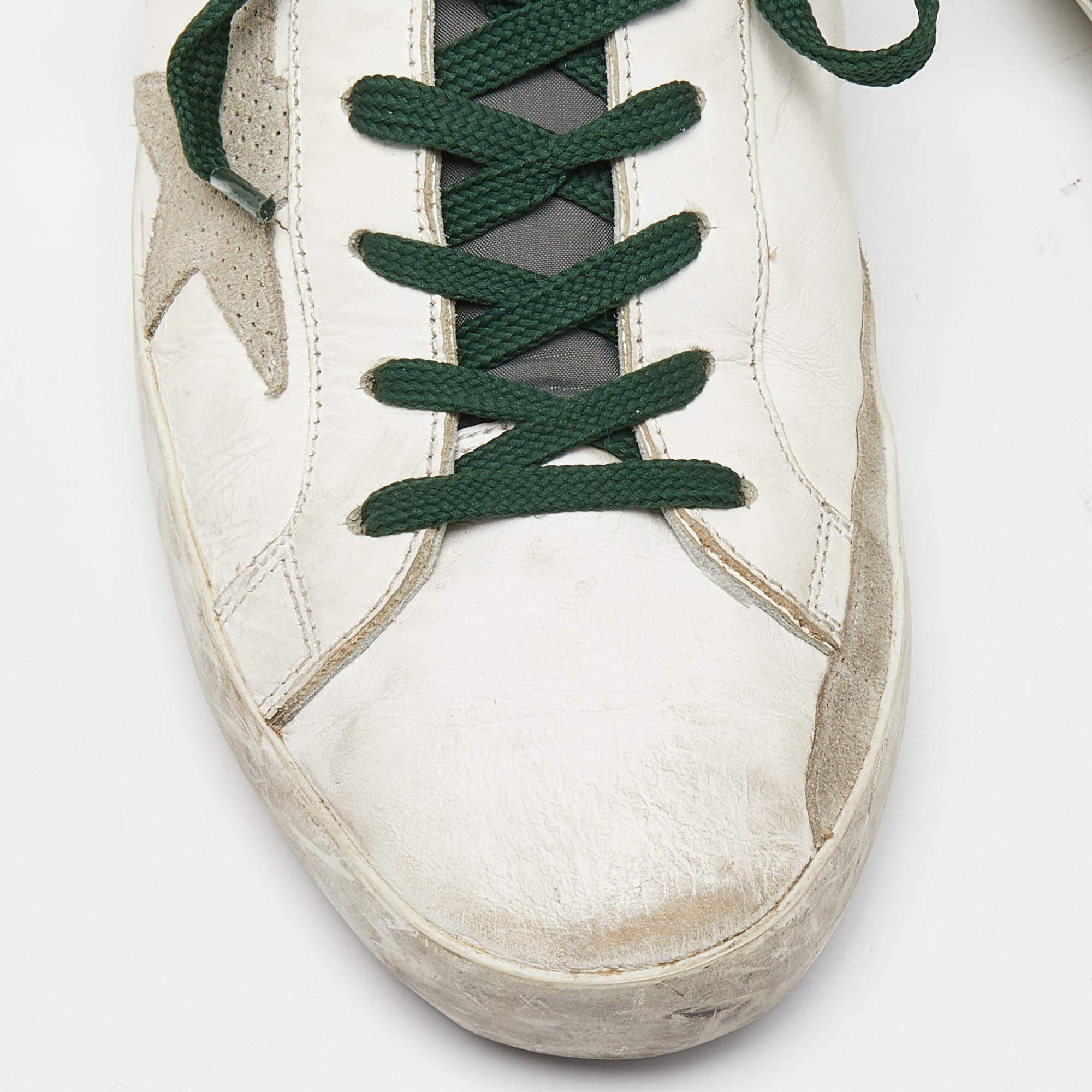 Golden Goose White Leather And Grey Suede Hi Star Sneakers Size 43 For Sale 3