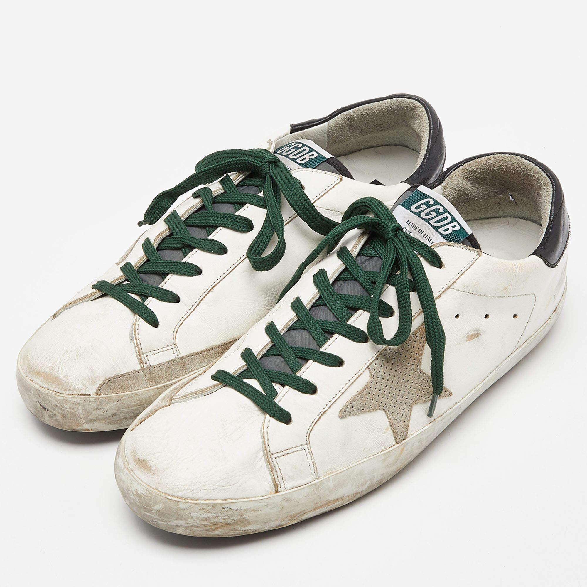 Golden Goose White Leather And Grey Suede Hi Star Sneakers Size 43 For Sale 4