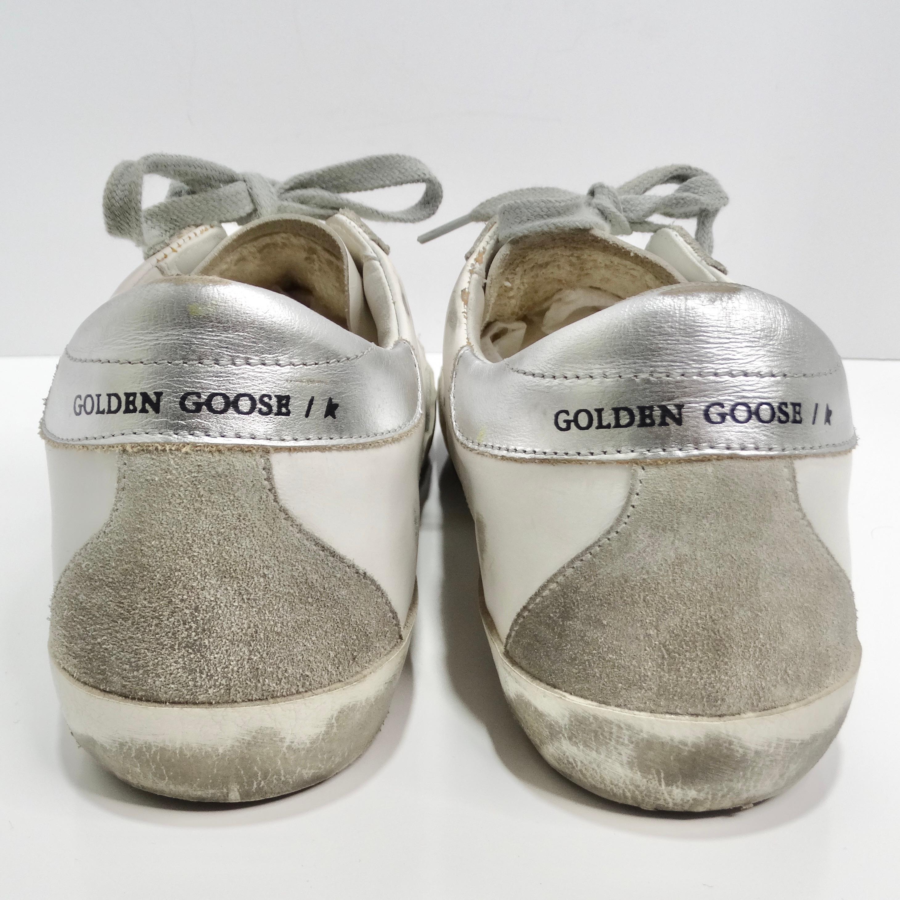 Women's or Men's Golden Goose White Leather Super Star Sneakers For Sale