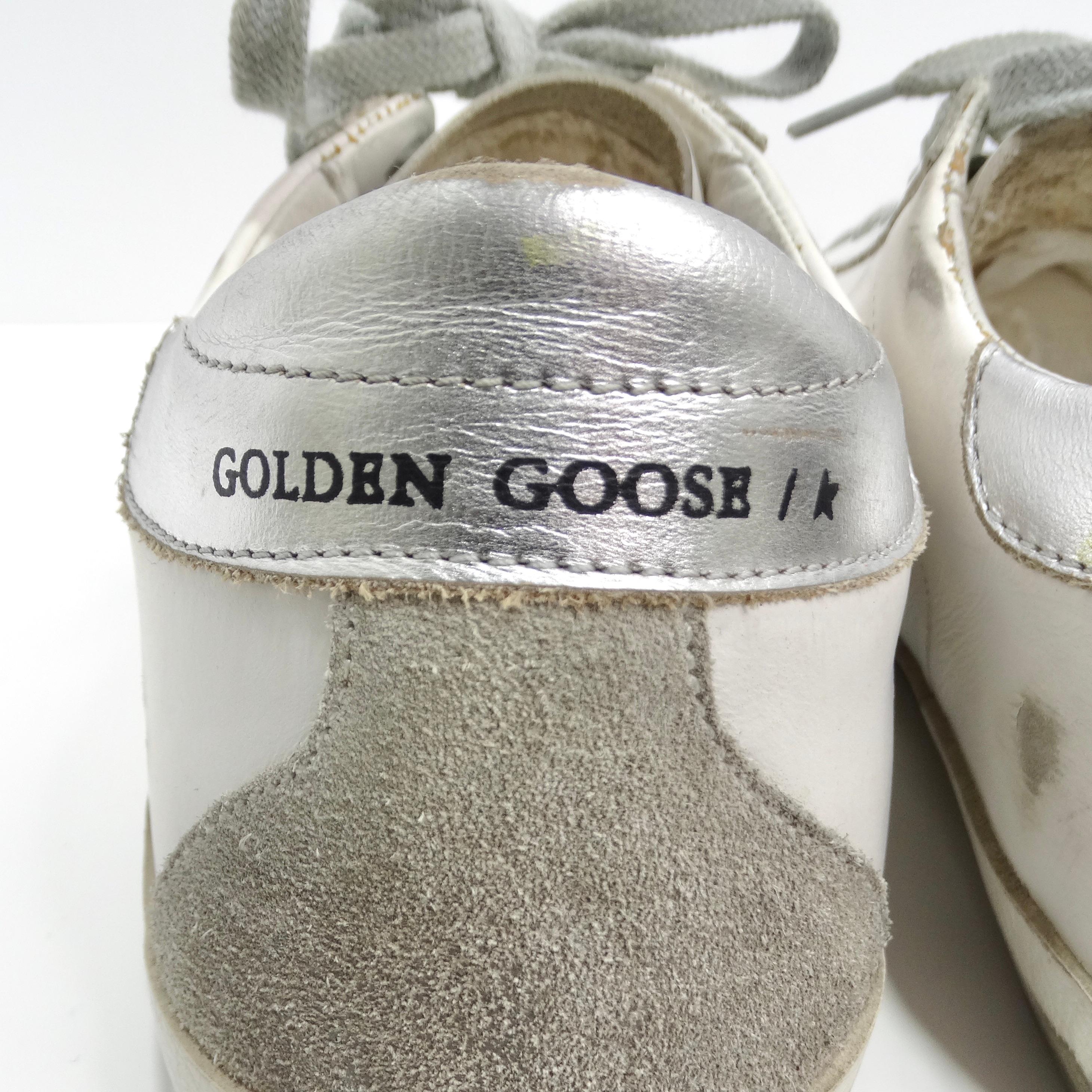 Golden Goose White Leather Super Star Sneakers For Sale 1