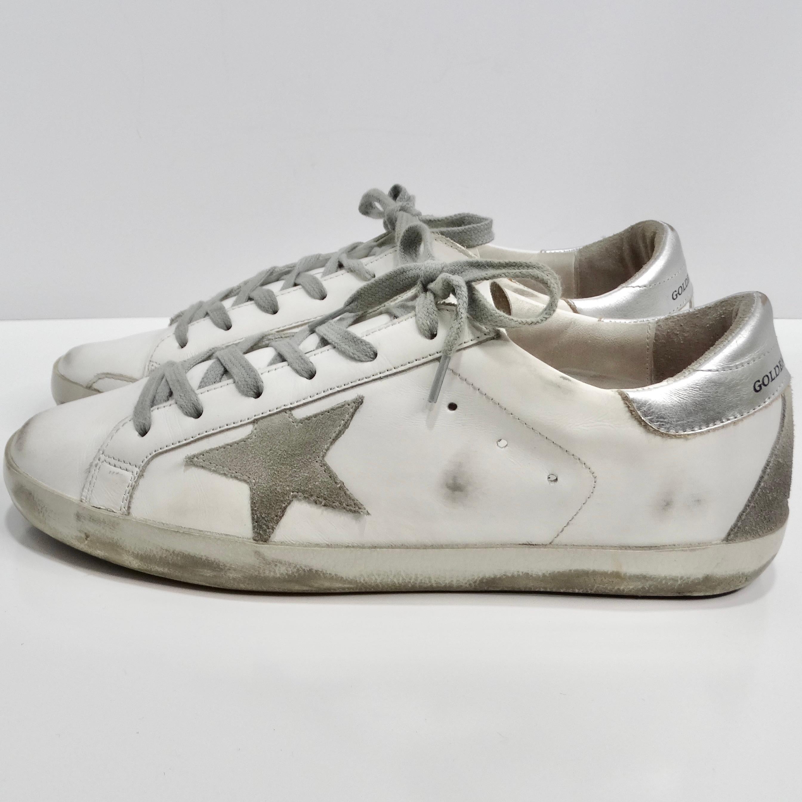 Golden Goose White Leather Super Star Sneakers For Sale 2