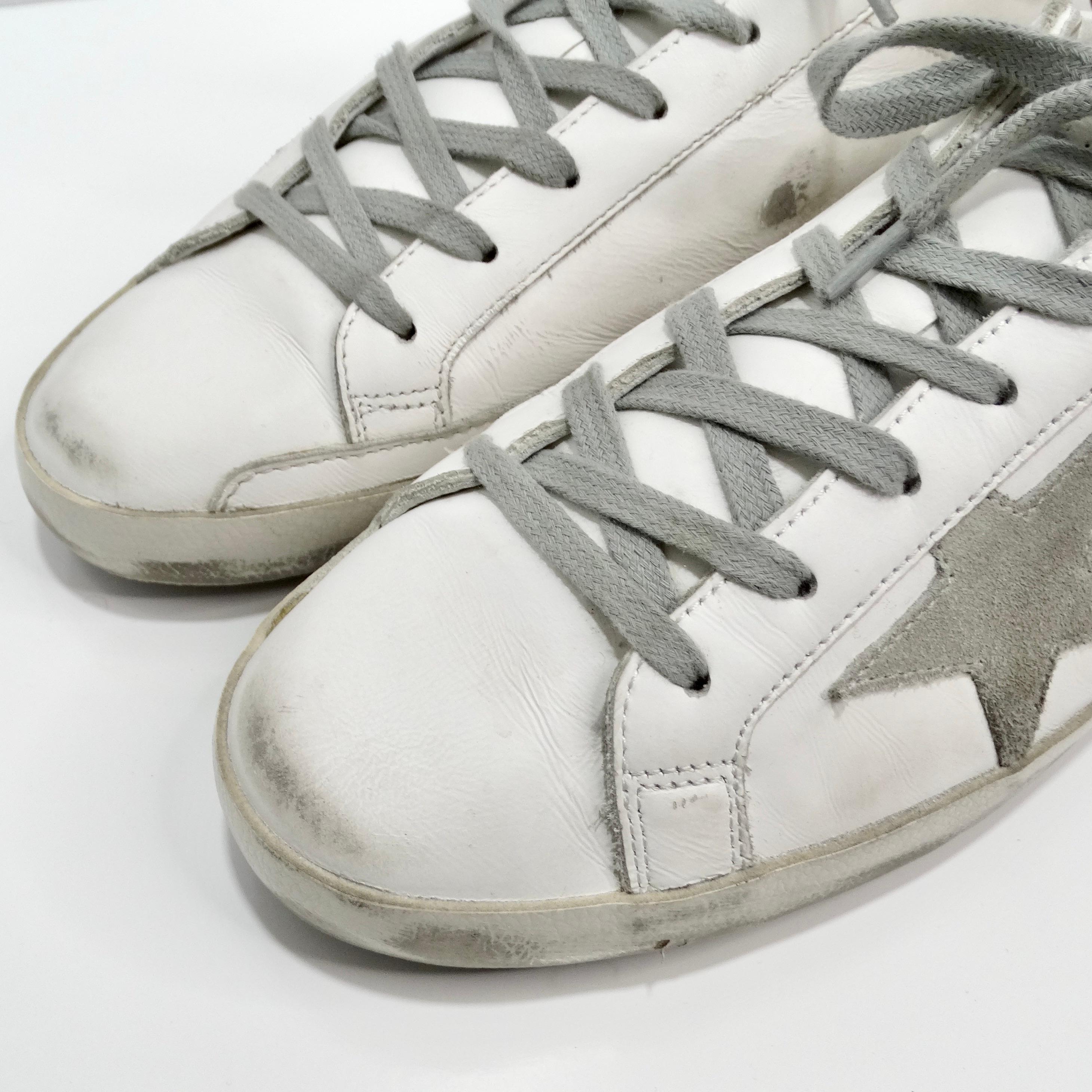 Golden Goose White Leather Super Star Sneakers For Sale 3