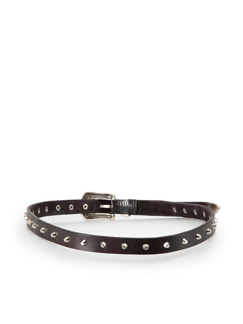 Golden Goose Women's Black Leather Studded Skinny Belt In Good Condition In London, GB