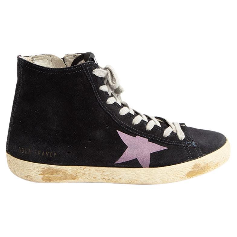 Golden Goose Women's Black Suede Francy High Top Trainers For Sale